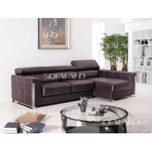 Braunes L-Form-Sofa